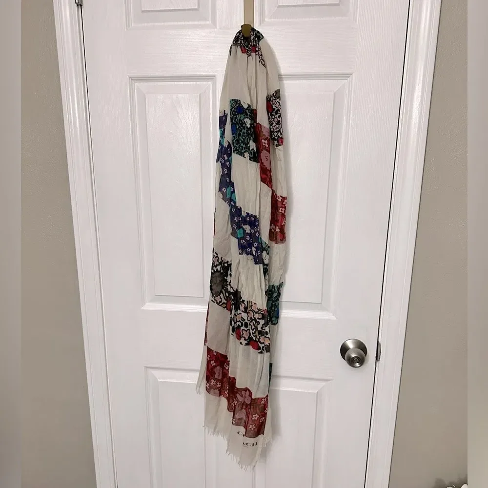 Coach Beautiful Multi Color Multi Designs Scarf  15% Silk